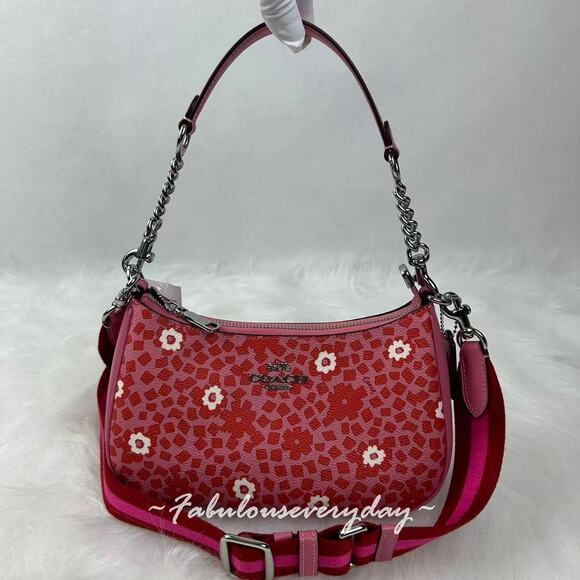 Coach Teri Shoulder/Crossbody Bag With Floral Print CBI52 Pink Multi NW - Picture 1 of 8